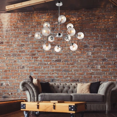 Závěsné moderní osvětlení BEST - 12xE14, 40W, chromované / měděné