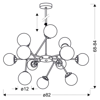 Závěsné moderní osvětlení BEST - 12xE14, 40W, chromované / měděné