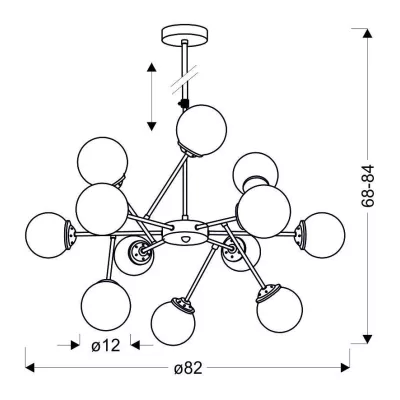 Závěsné moderní osvětlení BEST - 12xE14, 40W, chromované / měděné