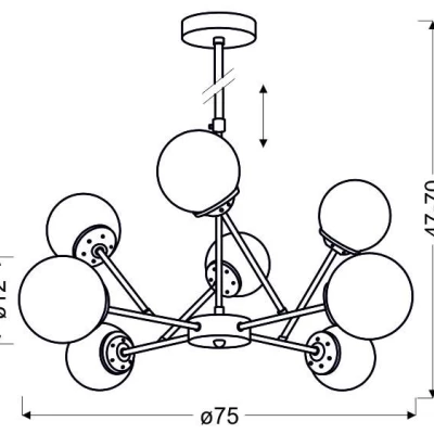Závěsné moderní osvětlení BEST - 8xE14, 40W, chromované / měděné