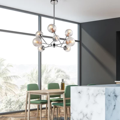 Závěsné moderní osvětlení BEST - 8xE14, 40W, chromované / měděné