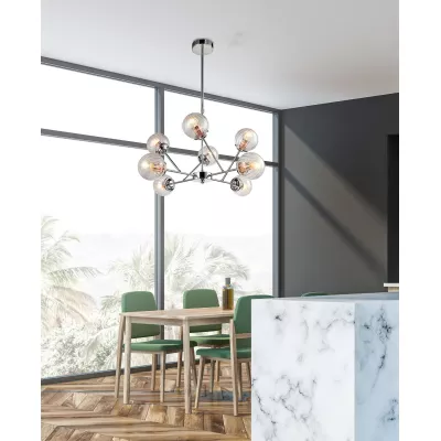 Závěsné moderní osvětlení BEST - 8xE14, 40W, chromované / měděné