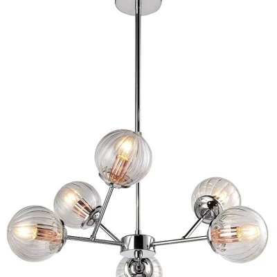 Závěsné moderní osvětlení BEST - 6xE14, 40W, chromované / měděné