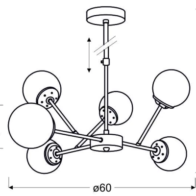 Závěsné moderní osvětlení BEST - 6xE14, 40W, chromované / měděné
