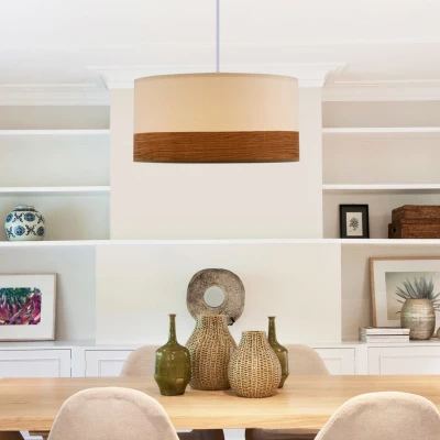 Závěsné světlo skandinávského stylu BIANCO - 1xE27, 40W, bílé / hnědé