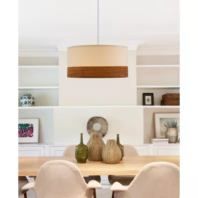 Závěsné světlo skandinávského stylu BIANCO - 1xE27, 40W, bílé / hnědé