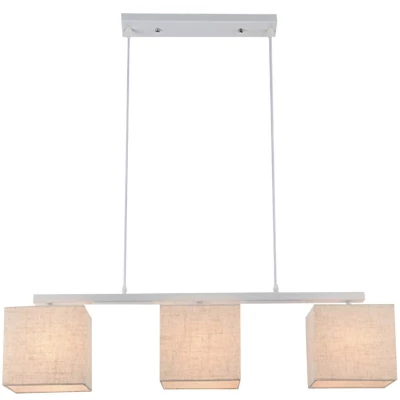 Závěsný lustr nad jídelní stůl BOHO - 3xE27, 40W, bílý / len