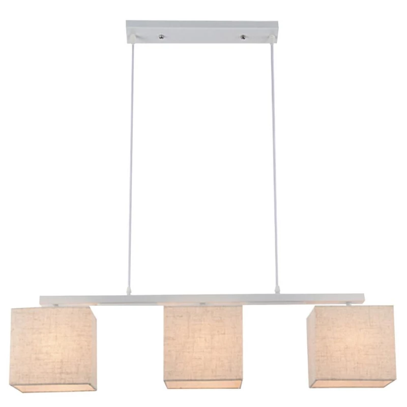 Závěsný lustr nad jídelní stůl BOHO - 3xE27, 40W, bílý / len