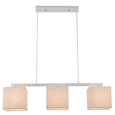 Závěsný lustr nad jídelní stůl BOHO - 3xE27, 40W, bílý / len