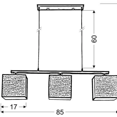 Závěsný lustr nad jídelní stůl BOHO - 3xE27, 40W, bílý / len