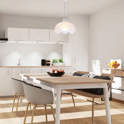 Závěsný lustr BRATEK - 1xE27, 60W, 25cm, kulatý, bílý