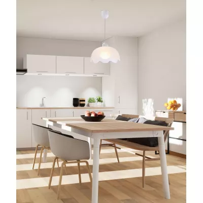 Závěsný lustr BRATEK - 1xE27, 60W, 25cm, kulatý, bílý