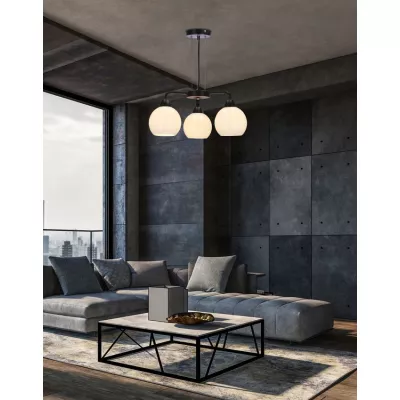 Závěsné tříramenné moderní osvětlení CALDERA - 3xE27, 60W, černé / bílé