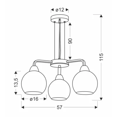 Závěsné tříramenné moderní osvětlení CALDERA - 3xE27, 60W, černé / bílé