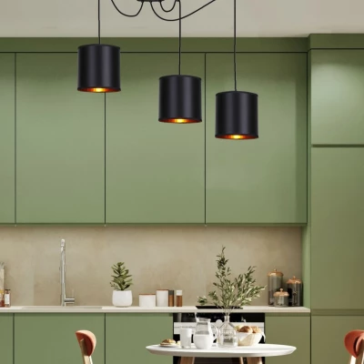 Závěsné moderní osvětlení CANDIDA - 3xE27, 40W, černé / zlaté
