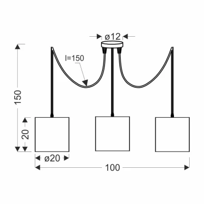 Závěsné moderní osvětlení CANDIDA - 3xE27, 40W, černé / zlaté