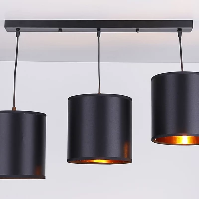 Závěsné svítidlo nad jídelní stůl CANDIDA - 3xE27, 40W, černé / zlaté