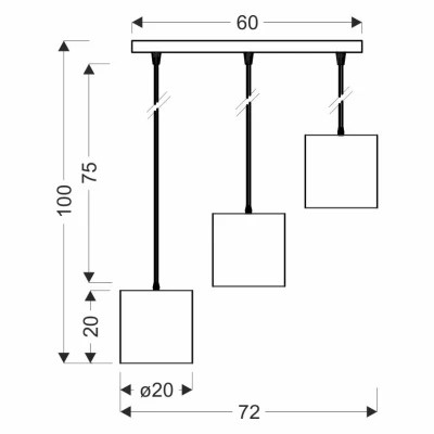Závěsné svítidlo nad jídelní stůl CANDIDA - 3xE27, 40W, černé / zlaté