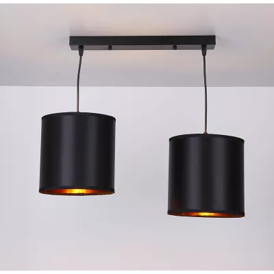Závěsné svítidlo nad jídelní stůl CANDIDA - 2xE27, 40W, černé / zlaté