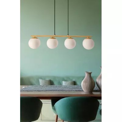 Závěsné osvětlení nad jídelní stůl CARRINE - 4xE14, 40W, hnědé / bílé