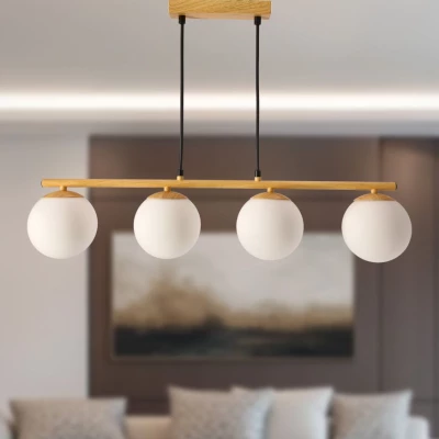 Závěsné osvětlení nad jídelní stůl CARRINE - 4xE14, 40W, hnědé / bílé