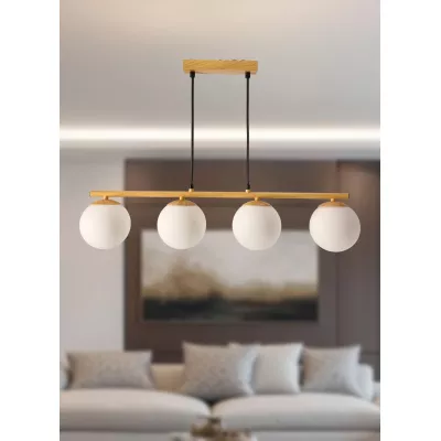 Závěsné osvětlení nad jídelní stůl CARRINE - 4xE14, 40W, hnědé / bílé