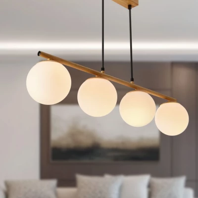 Závěsné osvětlení nad jídelní stůl CARRINE - 4xE14, 40W, hnědé / bílé