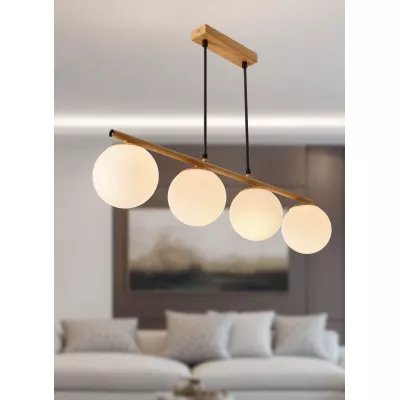 Závěsné osvětlení nad jídelní stůl CARRINE - 4xE14, 40W, hnědé / bílé