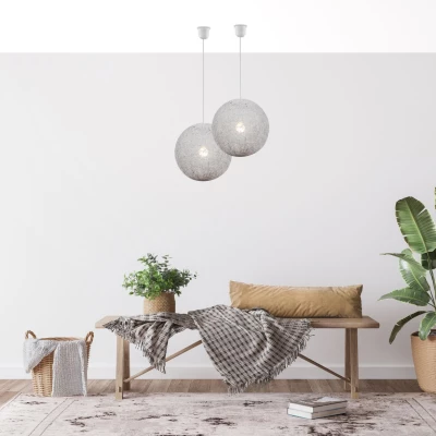 Závěsné osvětlení CARUBA - 1xE27, 60W, 30cm, koule, bílé