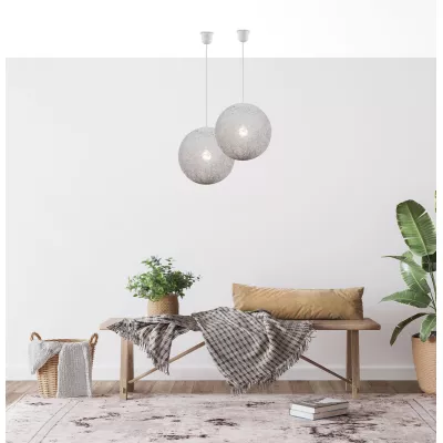 Závěsné osvětlení CARUBA - 1xE27, 60W, 30cm, koule, bílé