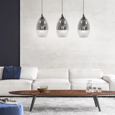 Závěsné moderní svítidlo nad jídelní stůl CELIA - 3xE27, 60W, stříbrné