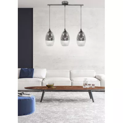Závěsné moderní svítidlo nad jídelní stůl CELIA - 3xE27, 60W, stříbrné