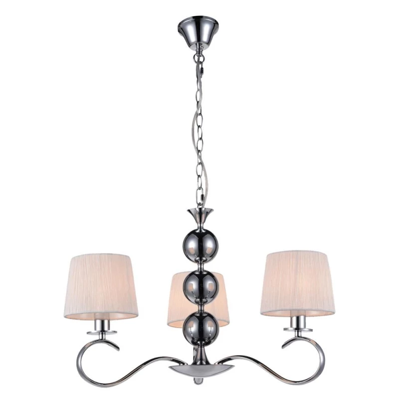 Závěsný tříramenný lustr na řetězu CLARA - 3xE14, 40W, chromovaný / bílý