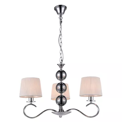 Závěsný tříramenný lustr na řetězu CLARA - 3xE14, 40W, chromovaný / bílý