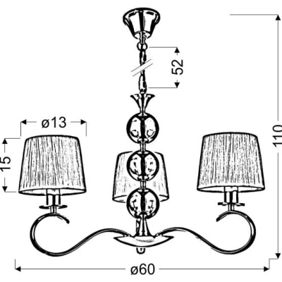 Závěsný tříramenný lustr na řetězu CLARA - 3xE14, 40W, chromovaný / bílý