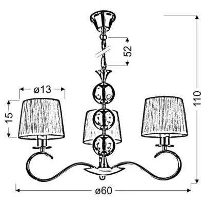 Závěsný tříramenný lustr na řetězu CLARA - 3xE14, 40W, chromovaný / bílý