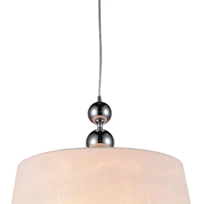 Závěsný lustr na lanku CLARA - 1xE27, 60W, chromovaný / bílý