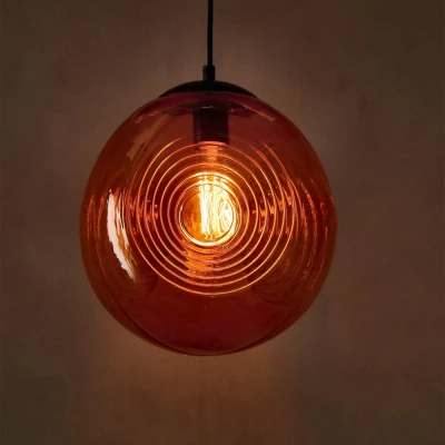 Závěsný retro lustr na lanku CLUB - 1xE27, 60W, oranžový