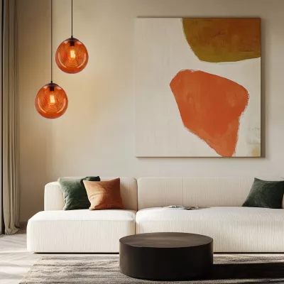 Závěsný retro lustr na lanku CLUB - 1xE27, 60W, oranžový