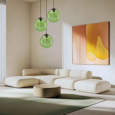 Závěsný retro lustr na lanku CLUB - 1xE27, 60W, zelený