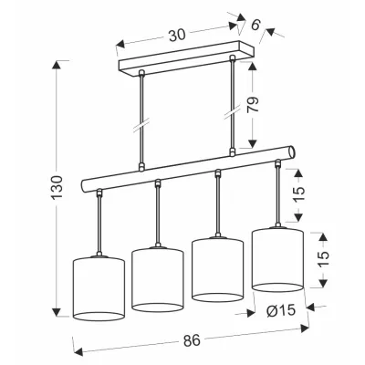 Závěsné světlo nad jídelní stůl COMBI - 4xE27, 60W, černé / hnědé / béžové