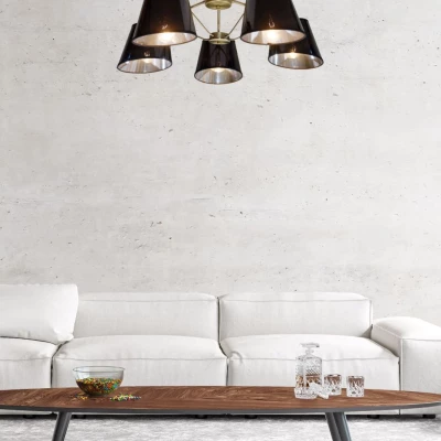 Závěsné moderní pětiramenné světlo CORTEZ, 5xE14, 40W, patina / černé