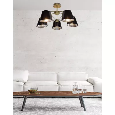Závěsné moderní pětiramenné světlo CORTEZ, 5xE14, 40W, patina / černé