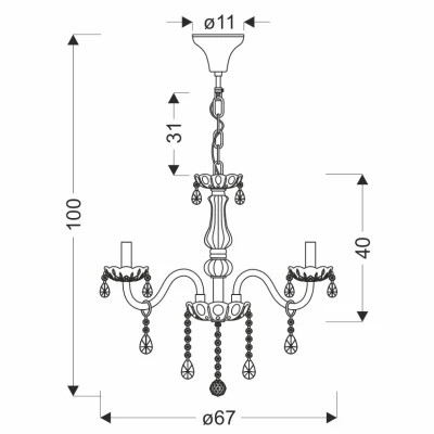 Závěsné klasické osvětlení CRISTALLO - 8xE14, 40W, chromované / čiré