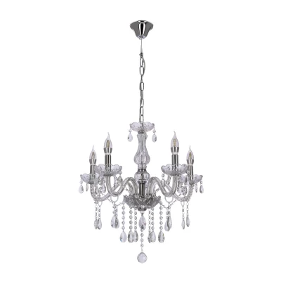 Závěsné klasické osvětlení CRISTALLO - 5xE14, 40W, chromované / čiré