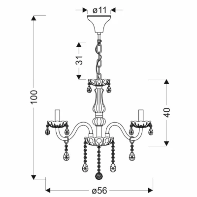Závěsné klasické osvětlení CRISTALLO - 5xE14, 40W, chromované / čiré