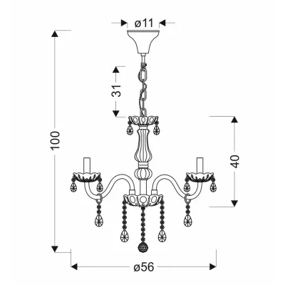 Závěsné klasické osvětlení CRISTALLO - 5xE14, 40W, chromované / čiré