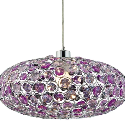 Designové závěsné osvětlení CRISTY - 1xE27, 60W, chromované / fialové