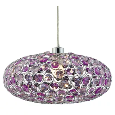 Designové závěsné osvětlení CRISTY - 1xE27, 60W, chromované / fialové