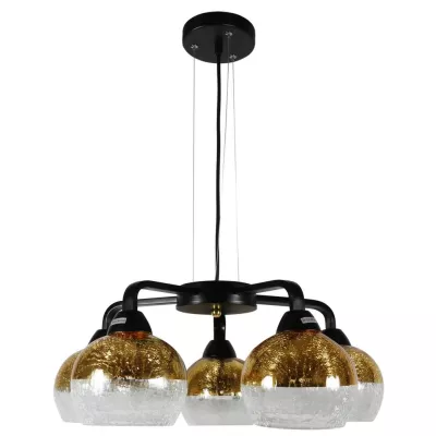 Designové závěsné osvětlení CROMINA - 5xE27, 60W, černé / zlaté